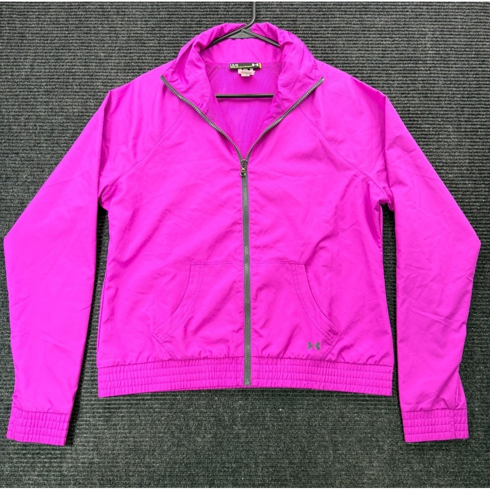 Under Armour Women's Large Pink Full-Zip Semi-Fitted Performance Jacket Mesh